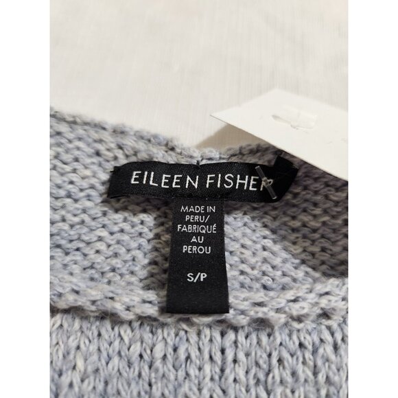 Eileen Fisher Ballet Neck Pullover Sweater Womens Size S Side Slit Blue gray CJ6 - Picture 9 of 9